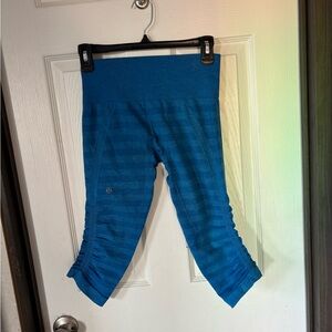 lululemon athletica Teal Capri Leggings with Ruched Side Hem